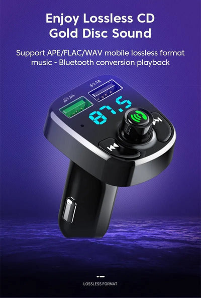 LED MP3 Car Bluetooth FM Audio Receiver Hands - Free Bluetooth 5.0 Transmitter 2.1A 3.1A QC3.0 PD Type C Dual USB Car kit Charger - Maxx accessoires auto