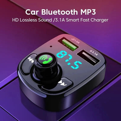 LED MP3 Car Bluetooth FM Audio Receiver Hands - Free Bluetooth 5.0 Transmitter 2.1A 3.1A QC3.0 PD Type C Dual USB Car kit Charger - Maxx accessoires auto