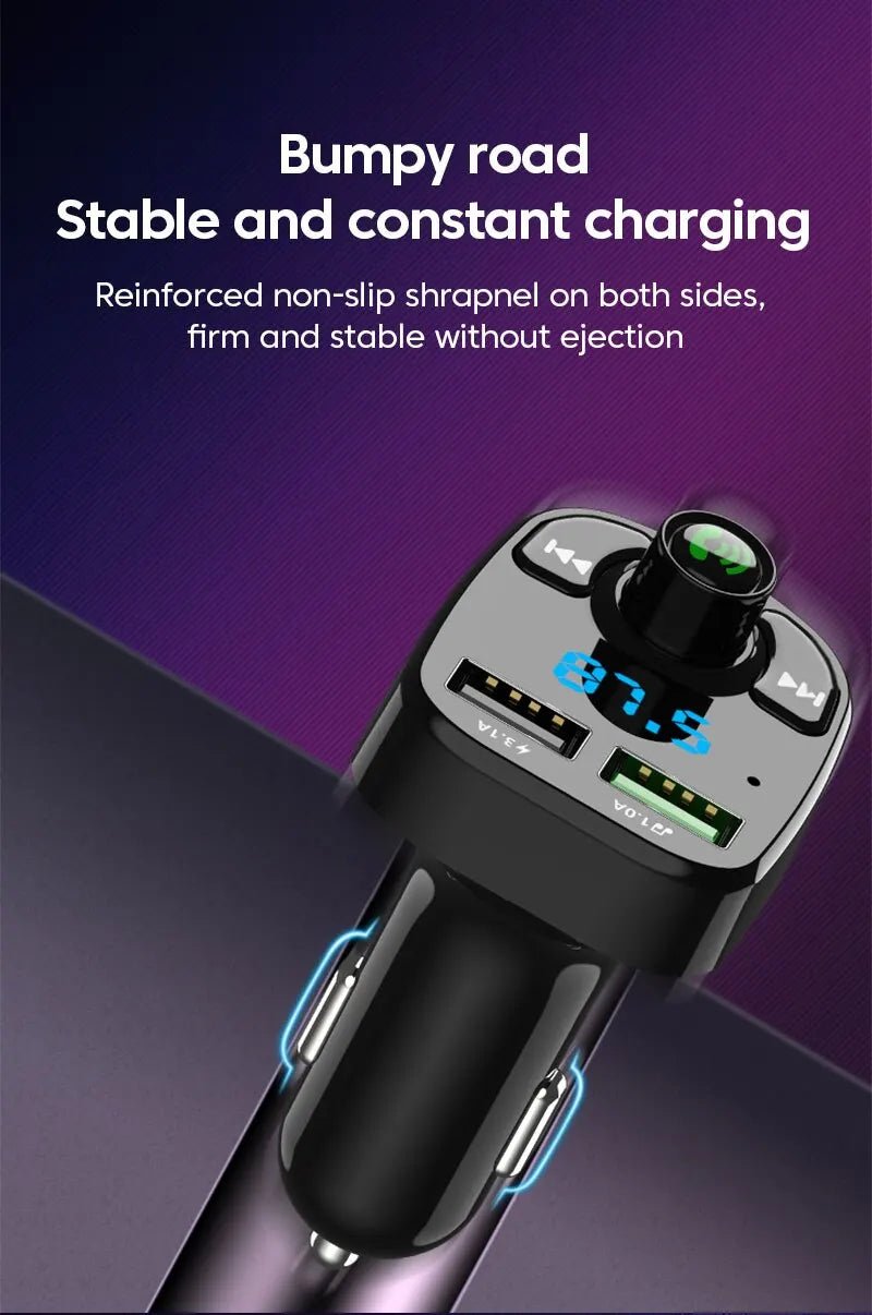 LED MP3 Car Bluetooth FM Audio Receiver Hands - Free Bluetooth 5.0 Transmitter 2.1A 3.1A QC3.0 PD Type C Dual USB Car kit Charger - Maxx accessoires auto