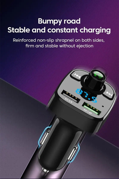 LED MP3 Car Bluetooth FM Audio Receiver Hands - Free Bluetooth 5.0 Transmitter 2.1A 3.1A QC3.0 PD Type C Dual USB Car kit Charger - Maxx accessoires auto