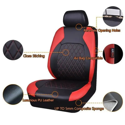 Luxury PU Leather Car Seat Cover Set Full Coverage Anti - Scratch Fits Sedan/SUV/Truck Universal Protection Easy Installati amagi - Maxx accessoires auto