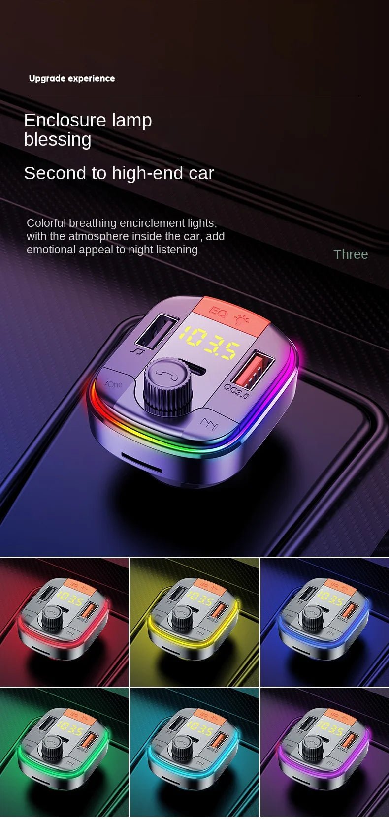 New Arrival: Bluetooth Car Kit with 7 - Color Ambient Light & QC3.0 Fast Charging for Car - Maxx accessoires auto