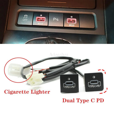 Quick Car Charger Socket 12V/24V DUal USB Charging Outlet Power Adapter QC3.0 PD Type C PD for VW Golf 6 Jetta 5 MK5 Scirocco - Maxx accessoires auto