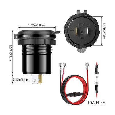 Quick Charge 3.0 36W Car Dual USB Charger QC3.0 Waterproof with Voltmeter Switch for 12V/24V Motorcycle ATV Boat Marine RV - Maxx accessoires auto