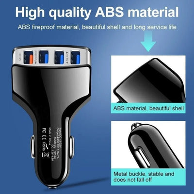 Quick Charge 3.0 Car Charger 4 Ports Fast charging Car phone Charger Auto Accessories accesorios carro - Maxx accessoires auto