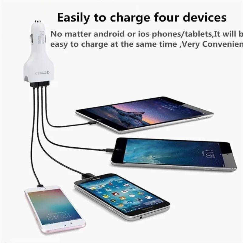 Quick Charge 3.0 Car Charger 4 Ports Fast charging Car phone Charger Auto Accessories accesorios carro - Maxx accessoires auto