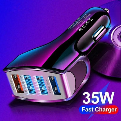 Quick Charge 3.0 Car Charger 4 Ports Fast charging Car phone Charger Auto Accessories accesorios carro - Maxx accessoires auto