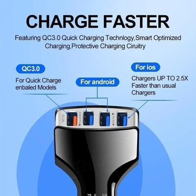 Quick Charge 3.0 Car Charger 4 Ports Fast charging Car phone Charger Auto Accessories accesorios carro - Maxx accessoires auto