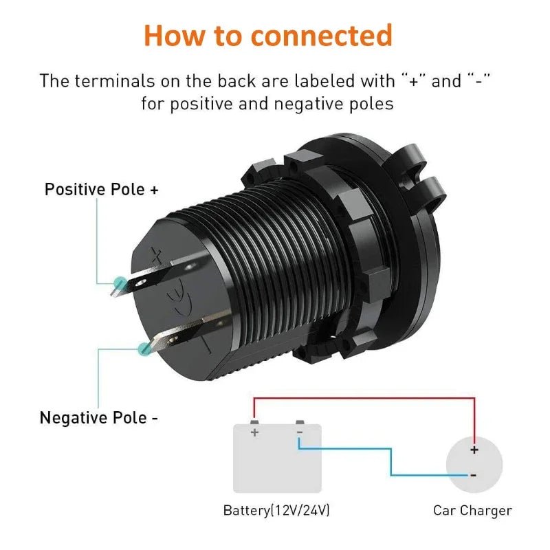 Quick Charge 3.0 Dual USB Car Charger Waterproof 12V/24V QC3.0 USB Fast Charger Socket Power Outlet with Touch Switch - Maxx accessoires auto