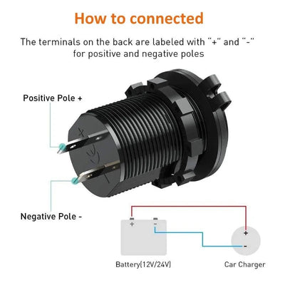 Quick Charge 3.0 Dual USB Car Charger Waterproof 12V/24V QC3.0 USB Fast Charger Socket Power Outlet with Touch Switch - Maxx accessoires auto