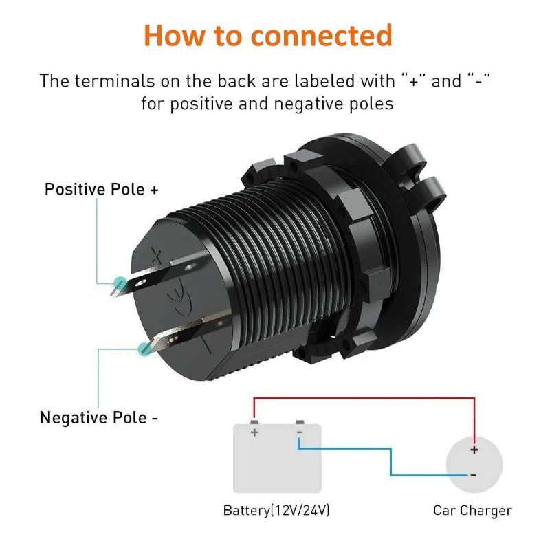 Quick Charge 3.0 Dual USB Car Charger Waterproof 12V/24V QC3.0 USB Fast Charger Socket Power Outlet with Touch Switch - Maxx accessoires auto