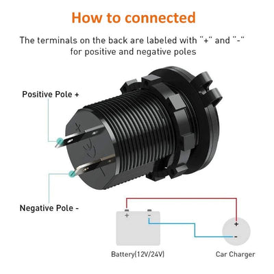 Quick Charge 3.0 Dual USB Car Charger Waterproof 12V/24V QC3.0 USB Fast Charger Socket Power Outlet with Touch Switch - Maxx accessoires auto
