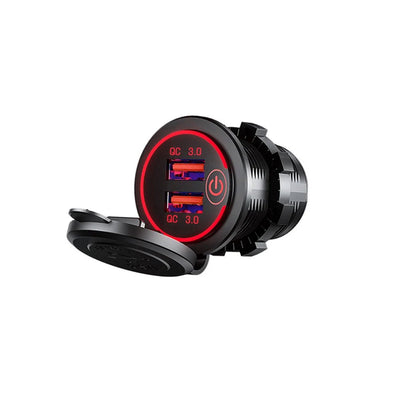 Quick Charge 3.0 Dual USB Car Charger Waterproof 12V/24V QC3.0 USB Fast Charger Socket Power Outlet with Touch Switch - Maxx accessoires auto
