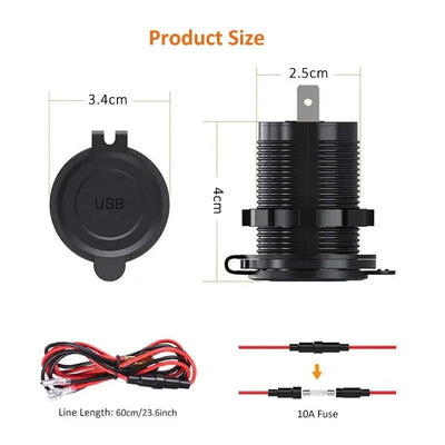 Quick Charge 3.0 Dual USB Car Charger Waterproof 12V/24V QC3.0 USB Fast Charger Socket Power Outlet with Touch Switch - Maxx accessoires auto