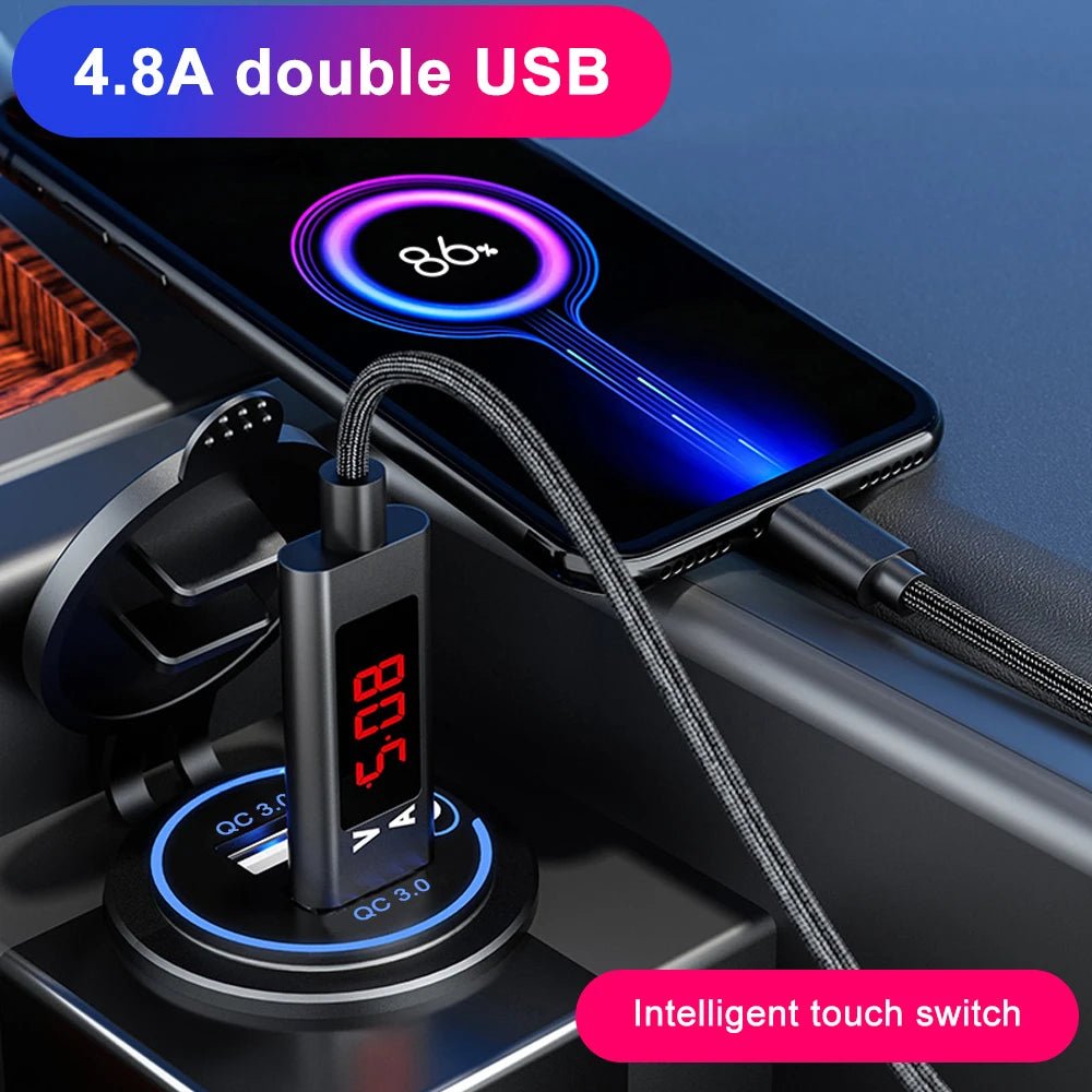 Quick Charge 3.0 Dual USB Car Charger Waterproof 12V/24V QC3.0 USB Fast Charger Socket Power Outlet with Touch Switch - Maxx accessoires auto