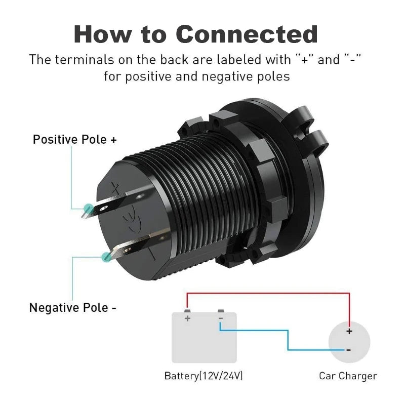 Quick Charge 3.0 Dual USB Charger Socket Power Outlet Waterproof 12V/24V Fast Charger for Car Truck Motorcycle Marine Boat RV - Maxx accessoires auto