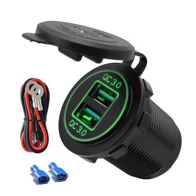 Quick Charge 3.0 Dual USB Charger Socket Power Outlet Waterproof 12V/24V Fast Charger for Car Truck Motorcycle Marine Boat RV - Maxx accessoires auto