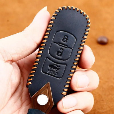 Remote Smart Car Key Case For Mazda 2 CX - 5 Axela Atenza CX - 7 CX - 9 CX - 3 CX - 4 CX - 8 MX5 M2 M3 M5 M6 GT Leather Keychain Cover Bag - Maxx accessoires auto