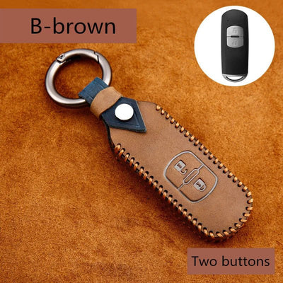 Remote Smart Car Key Case For Mazda 2 CX - 5 Axela Atenza CX - 7 CX - 9 CX - 3 CX - 4 CX - 8 MX5 M2 M3 M5 M6 GT Leather Keychain Cover Bag - Maxx accessoires auto