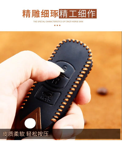 Remote Smart Car Key Case For Mazda 2 CX - 5 Axela Atenza CX - 7 CX - 9 CX - 3 CX - 4 CX - 8 MX5 M2 M3 M5 M6 GT Leather Keychain Cover Bag - Maxx accessoires auto