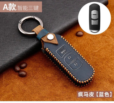 Remote Smart Car Key Case For Mazda 2 CX - 5 Axela Atenza CX - 7 CX - 9 CX - 3 CX - 4 CX - 8 MX5 M2 M3 M5 M6 GT Leather Keychain Cover Bag - Maxx accessoires auto
