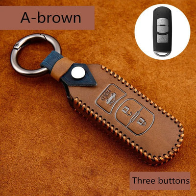 Remote Smart Car Key Case For Mazda 2 CX - 5 Axela Atenza CX - 7 CX - 9 CX - 3 CX - 4 CX - 8 MX5 M2 M3 M5 M6 GT Leather Keychain Cover Bag - Maxx accessoires auto