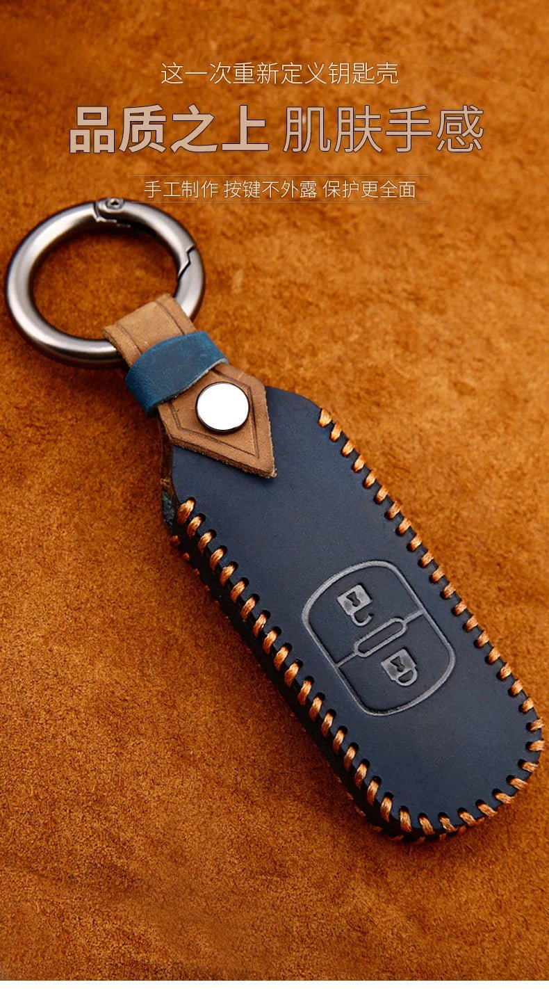 Remote Smart Car Key Case For Mazda 2 CX - 5 Axela Atenza CX - 7 CX - 9 CX - 3 CX - 4 CX - 8 MX5 M2 M3 M5 M6 GT Leather Keychain Cover Bag - Maxx accessoires auto