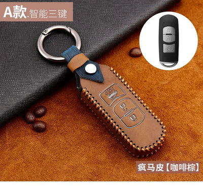Remote Smart Car Key Case For Mazda 2 CX - 5 Axela Atenza CX - 7 CX - 9 CX - 3 CX - 4 CX - 8 MX5 M2 M3 M5 M6 GT Leather Keychain Cover Bag - Maxx accessoires auto
