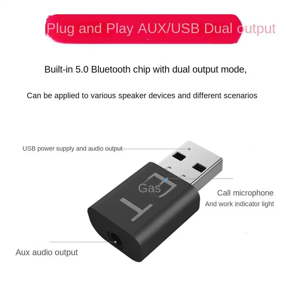 USB Power Bluetooth 5.0 Car Kit Wireless Music Stereo Audio Receiver Adapter Auto Bluetooth AUX for Car Radio MP3 PC - Maxx accessoires auto