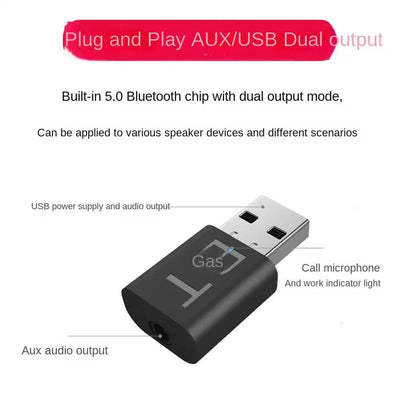 USB Power Bluetooth 5.0 Car Kit Wireless Music Stereo Audio Receiver Adapter Auto Bluetooth AUX for Car Radio MP3 PC - Maxx accessoires auto